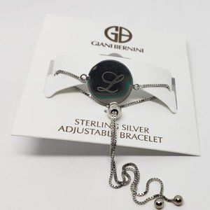 NWT Giani Bernini Sterling Silver Initial " L " engraved disc bolo bracelet
